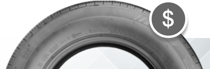 Tire with with dollar icon